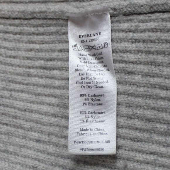 Everlane 93% Cashmere Mock neck Sweater Women's Gray Ribbed Balloon Sleeve XS - Picture 7 of 7